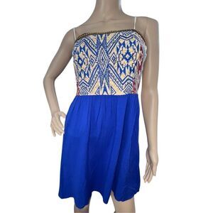 Flying Tomato Boho Aztec Pattern Spaghetti Strap Mini Dress